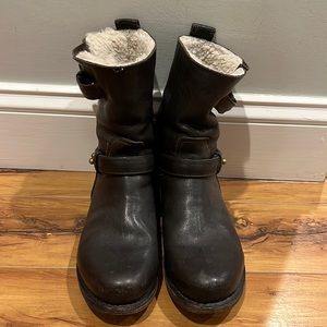 Rag and Bone fur lined brown leather boot